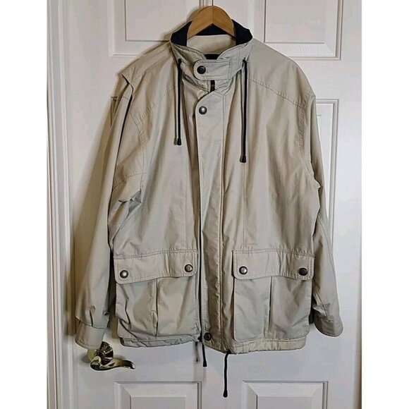 Vintage London Fog Mens Jacket Size Medium Zip Up Long Sleeve Khaki Brown Beige - Picture 1 of 13